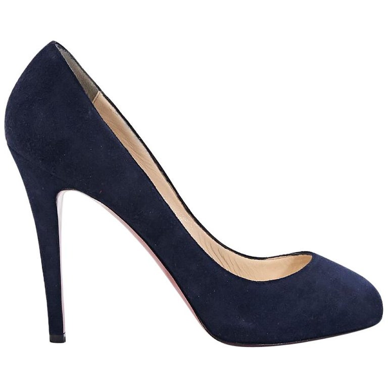 Navy Blue Christian Louboutin Suede Pumps For Sale at 1stDibs