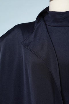 Marineblaues Ensemble aus Mantel und Kleid Junko Shimada 1980er Jahre