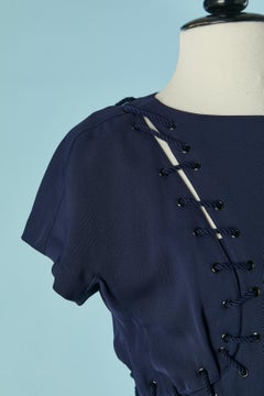 Navy blue cocktail dress with laces THIERRY MUGLER