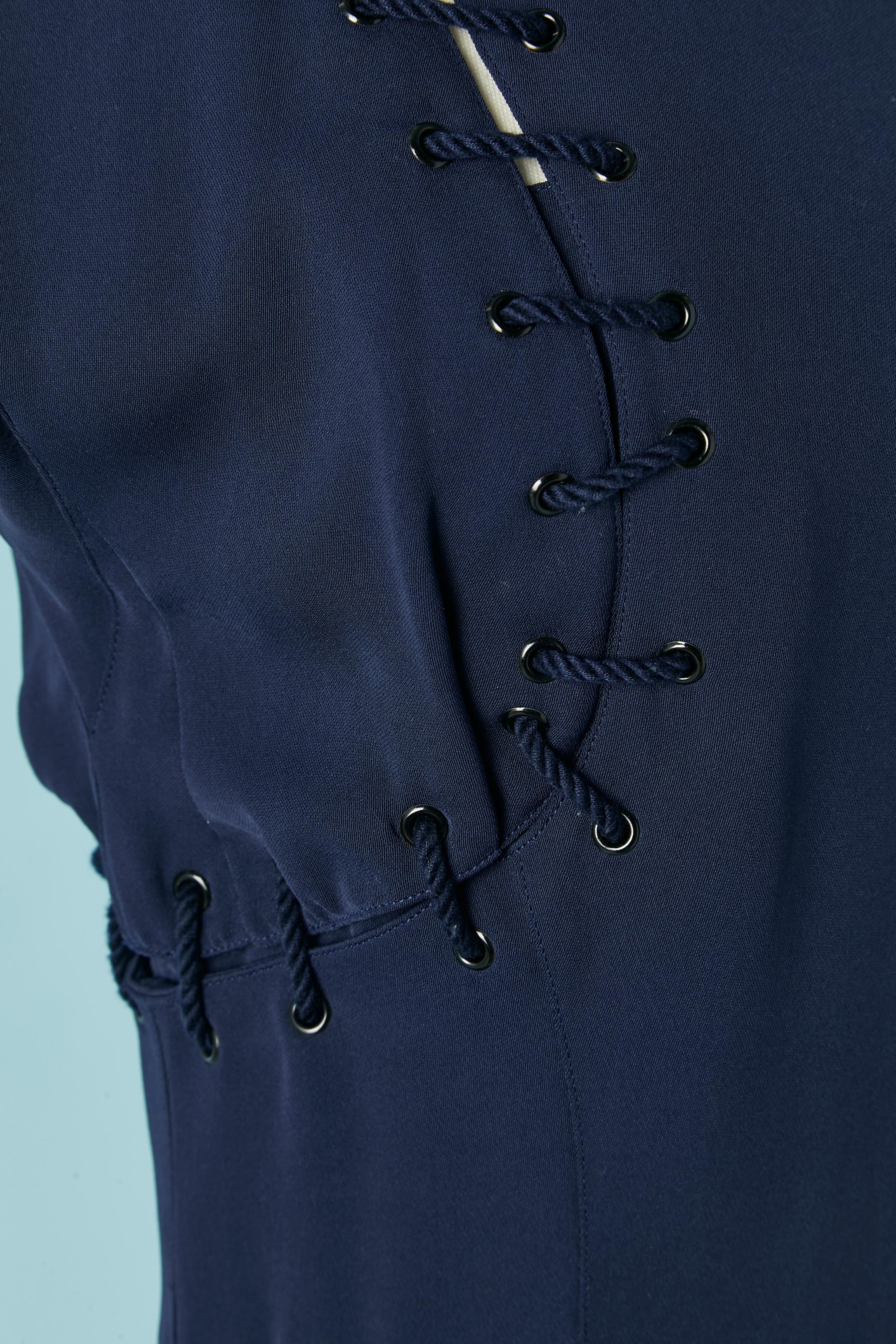 Vestido de cóctel azul marino con encajes THIERRY MUGLER Negro en venta