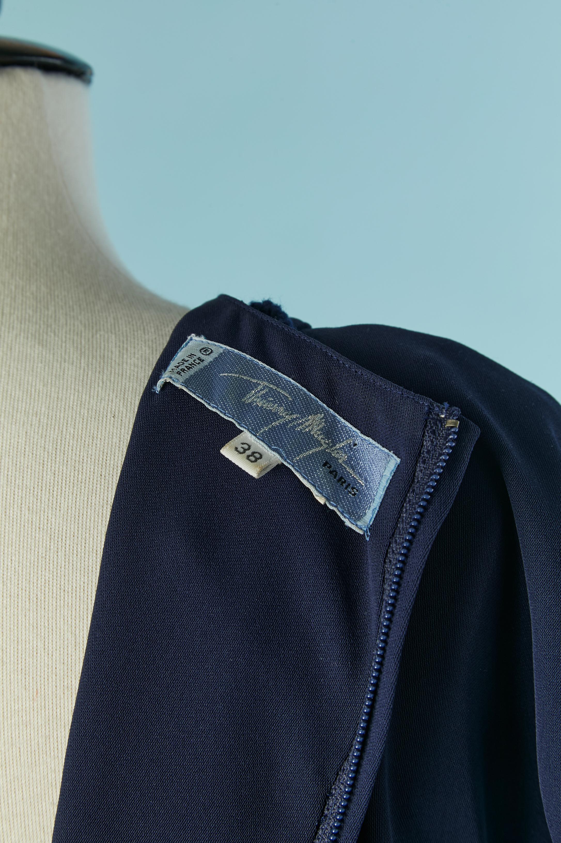 Vestido de cóctel azul marino con encajes THIERRY MUGLER en venta 1