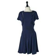 Navy blue cocktail dress with laces THIERRY MUGLER