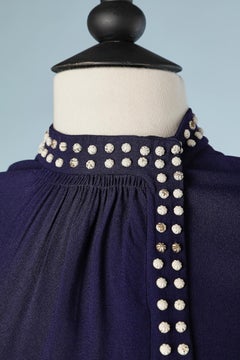 Navy blue cocktail dress with metallic studs and embellishment Circa 1930's