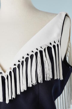 Navy blue cocktail dress with white fringes Thierry Mugler