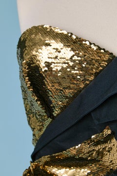 Navy blue cotton and gold sequin bustier dress ALEXANDRE VAUTHIER Couture