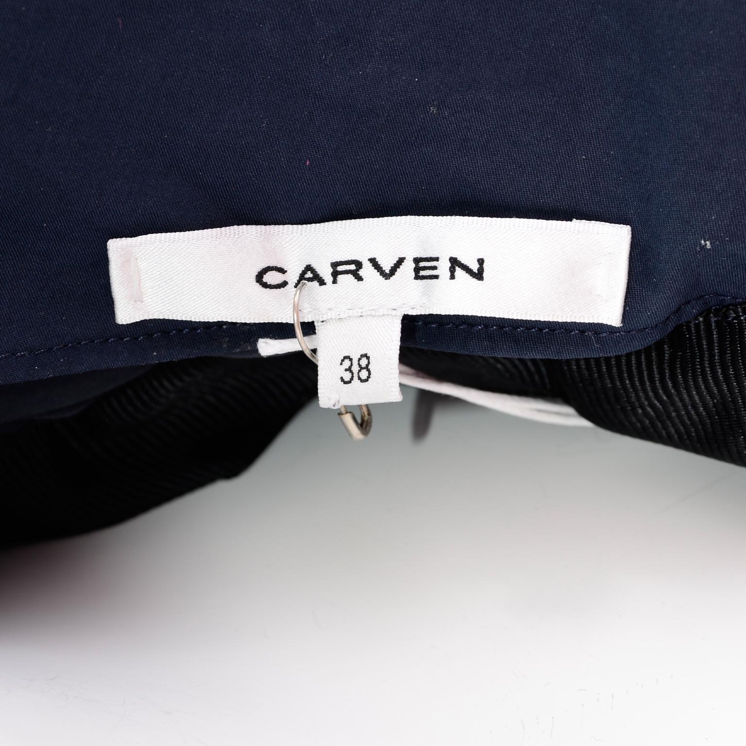 Navy Blue Cotton Carven Dress With Ruching Pockets & Open Back For Sale 4