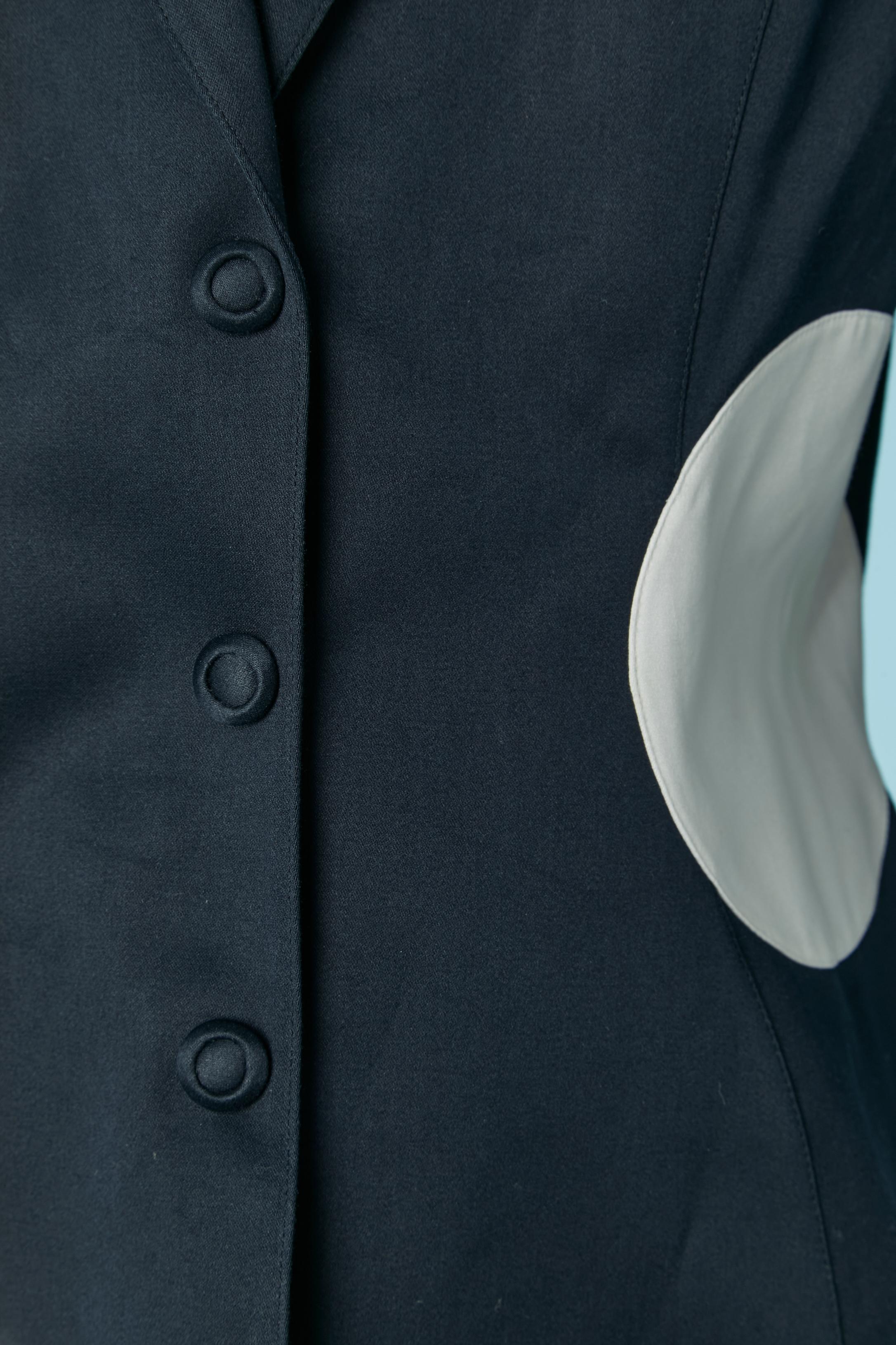 Chaqueta de algodón azul marino con aplique de puntos de algodón blanco Edición THIERRY MUGLER Negro en venta