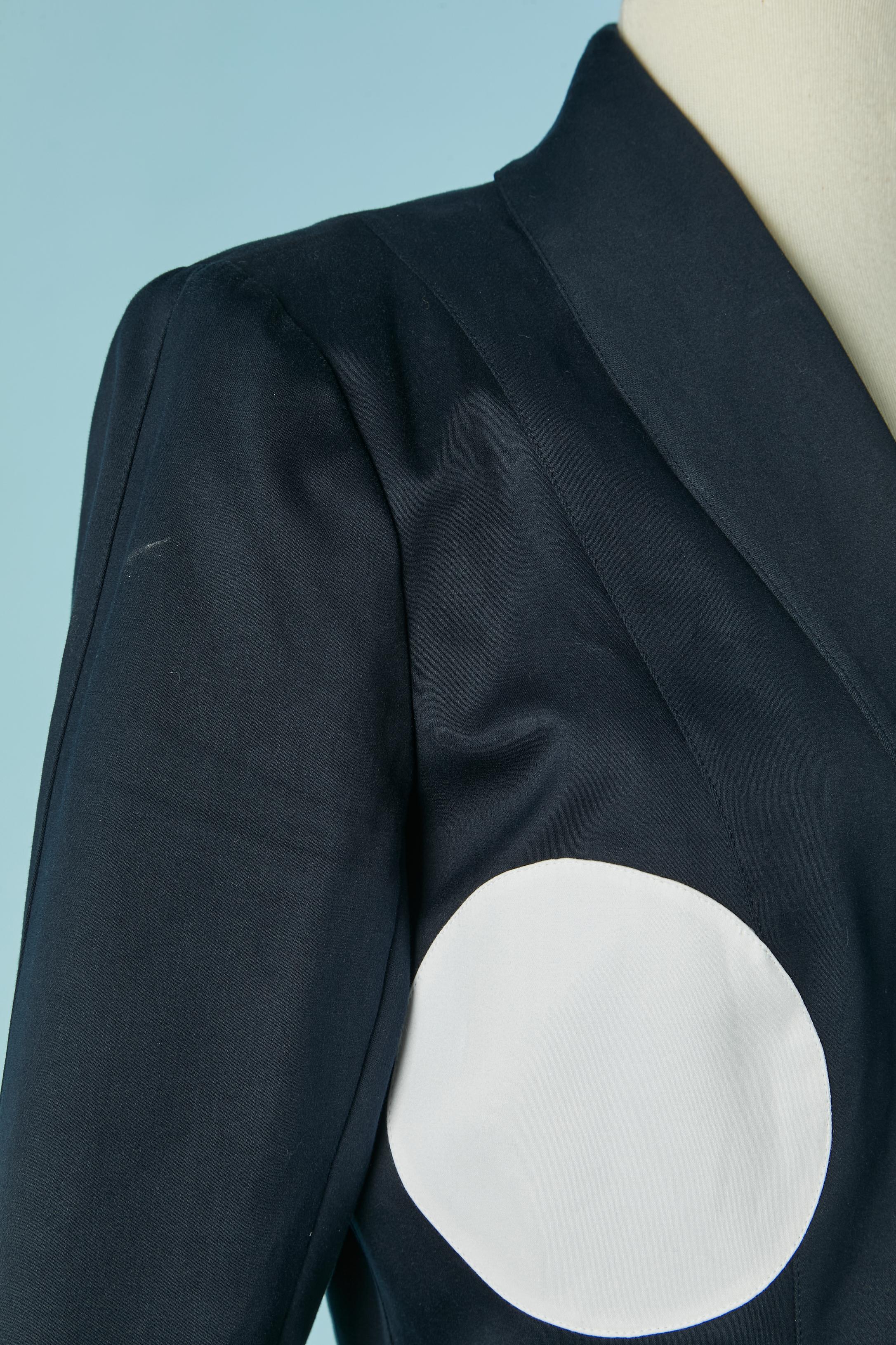 Chaqueta de algodón azul marino con aplique de puntos de algodón blanco Edición THIERRY MUGLER en Excelente estado para la venta en Saint-Ouen-Sur-Seine, FR