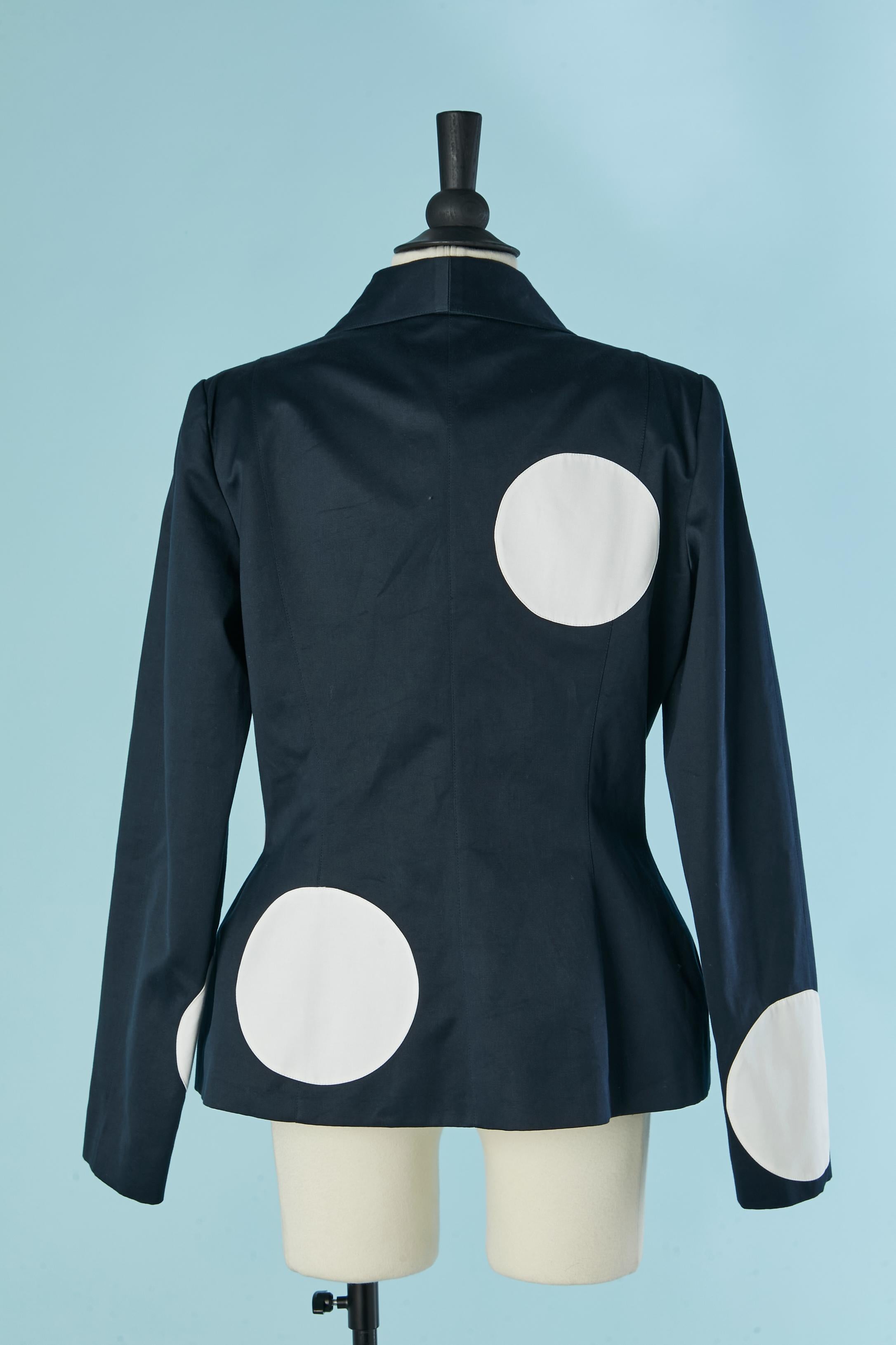 Chaqueta de algodón azul marino con aplique de puntos de algodón blanco Edición THIERRY MUGLER en venta 1
