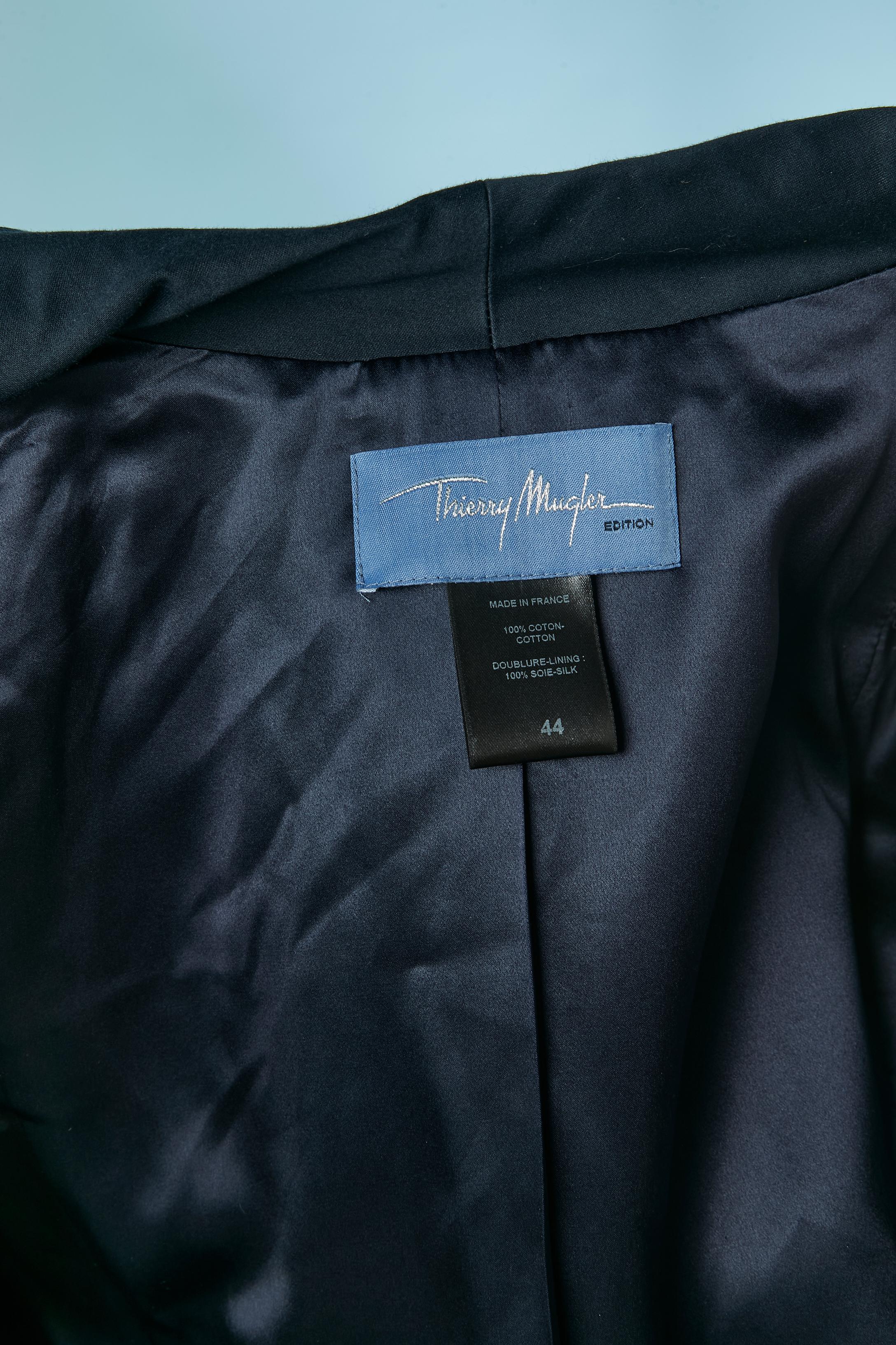 Chaqueta de algodón azul marino con aplique de puntos de algodón blanco Edición THIERRY MUGLER en venta 2
