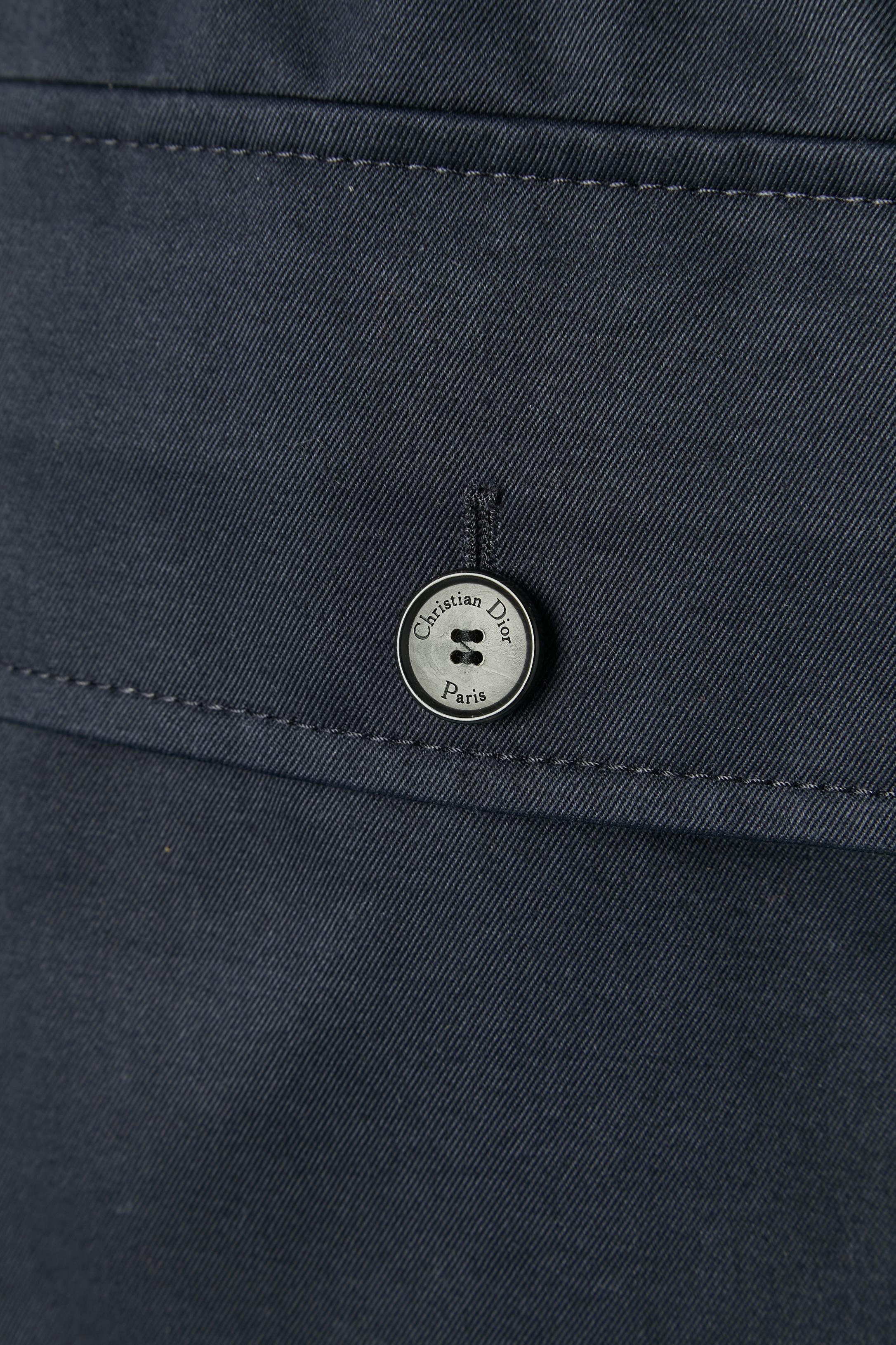 Parka in cotone blu navy con cappuccio e tasca CHRISTIAN DIOR in vendita 7