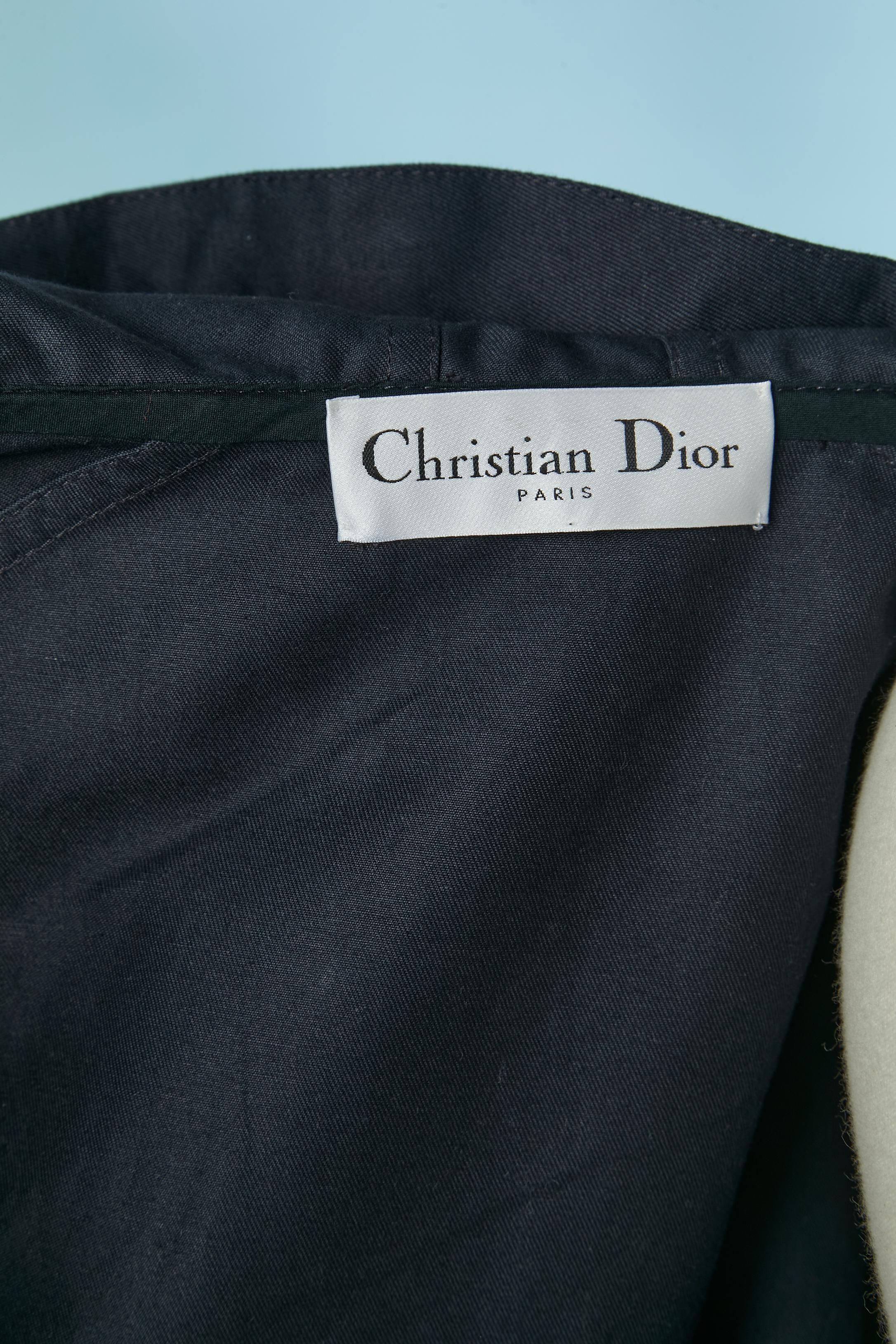 Parka in cotone blu navy con cappuccio e tasca CHRISTIAN DIOR in vendita 9