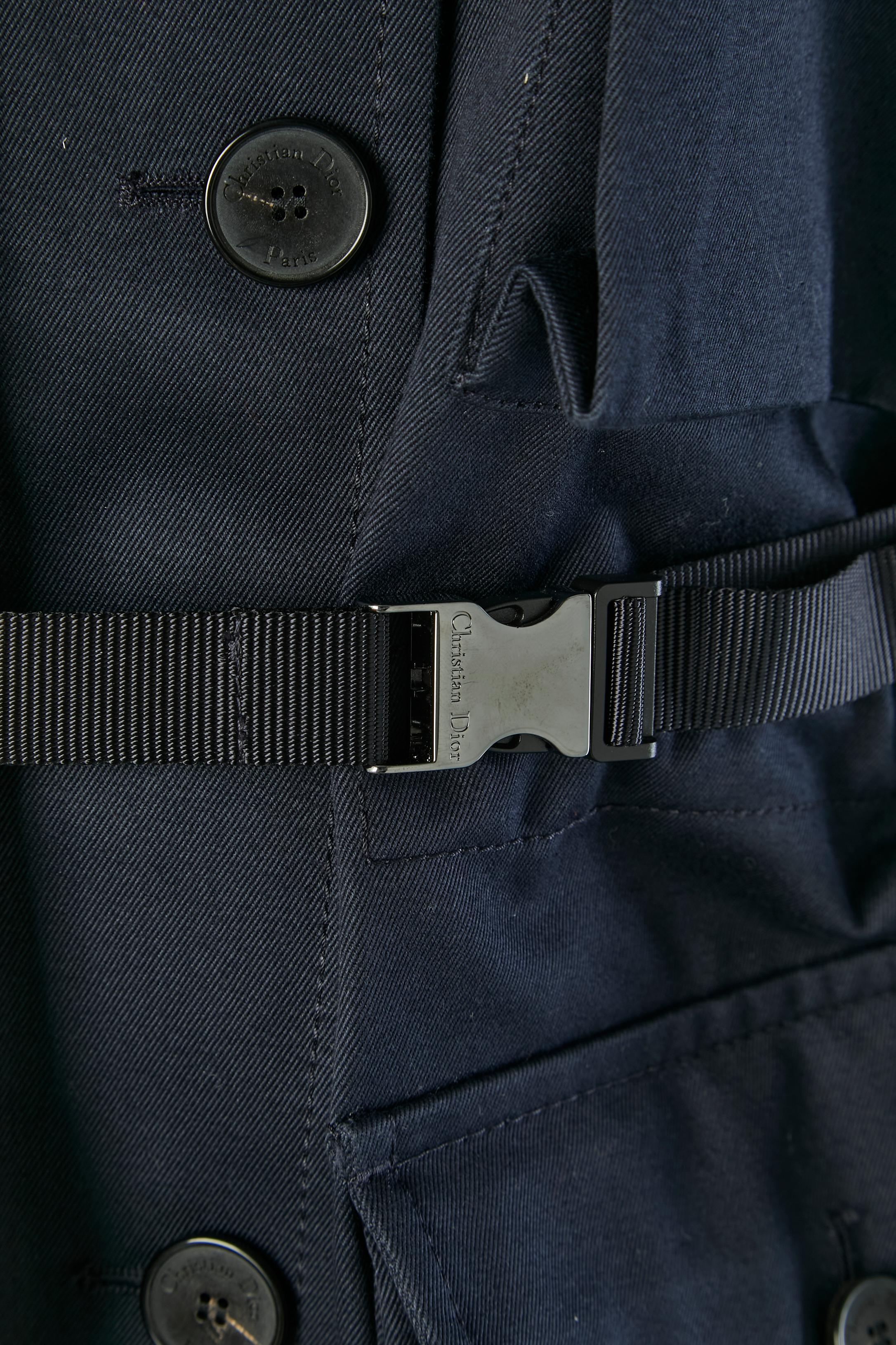 Parka in cotone blu navy con cappuccio e tasca CHRISTIAN DIOR In condizioni Nuovo in vendita a Saint-Ouen-Sur-Seine, FR