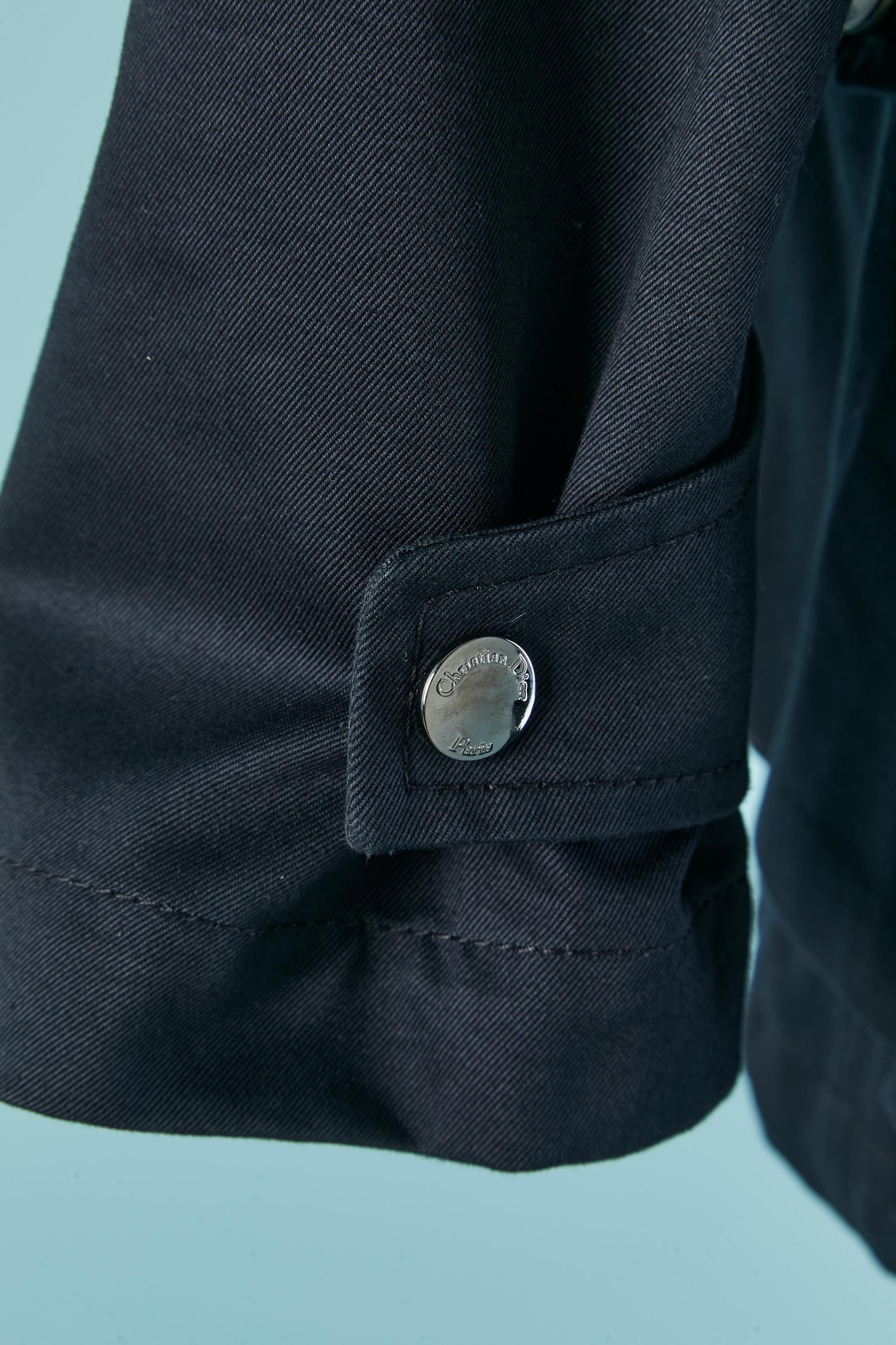 Parka in cotone blu navy con cappuccio e tasca CHRISTIAN DIOR in vendita 2