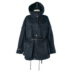 Navy blue cotton parka with hood and pocket CHRISTIAN DIOR