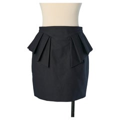 Navy blue cotton Piqué mini skirt with ruffle on the waistALEXANDRE VAUTHIER