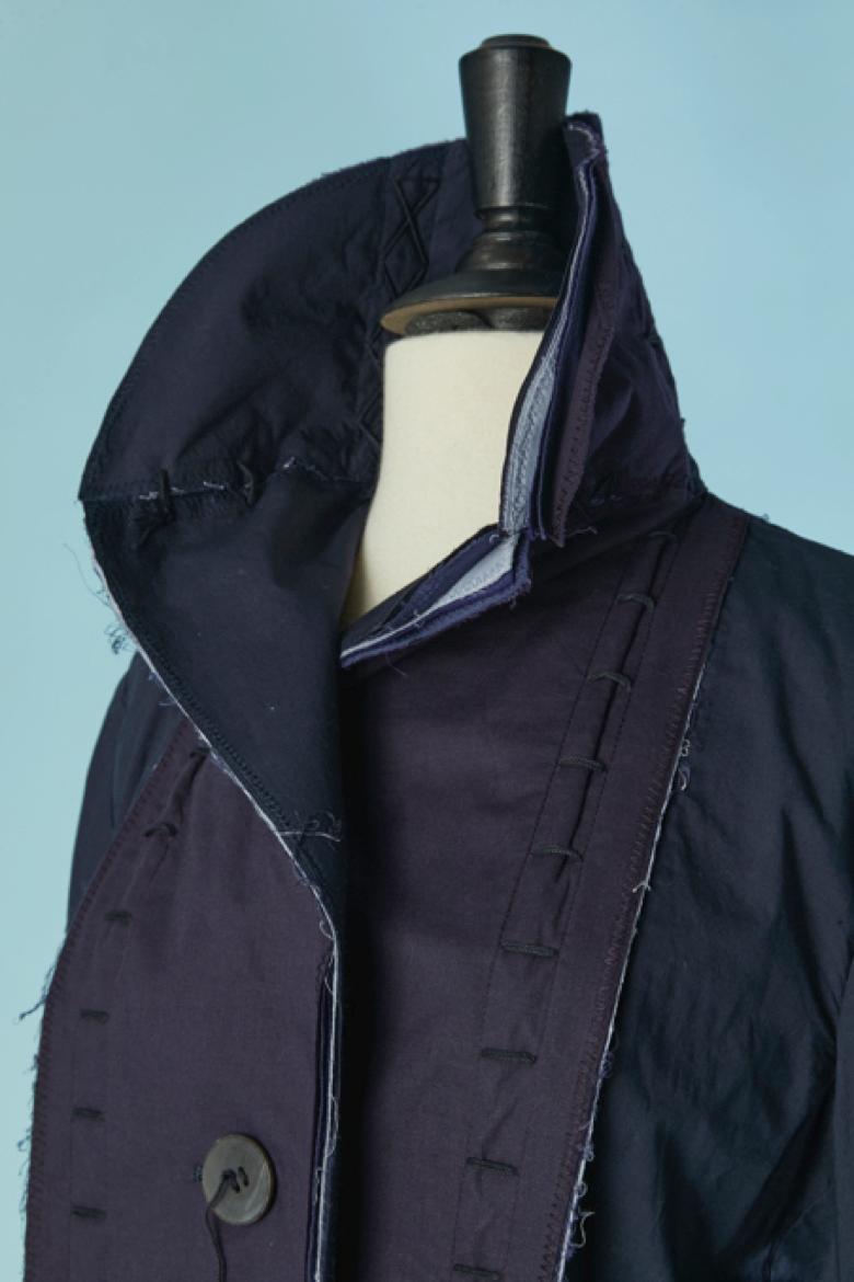 Noir Veste en coton bleu marine à simple boutonnage ISSEY MIYAKE en vente