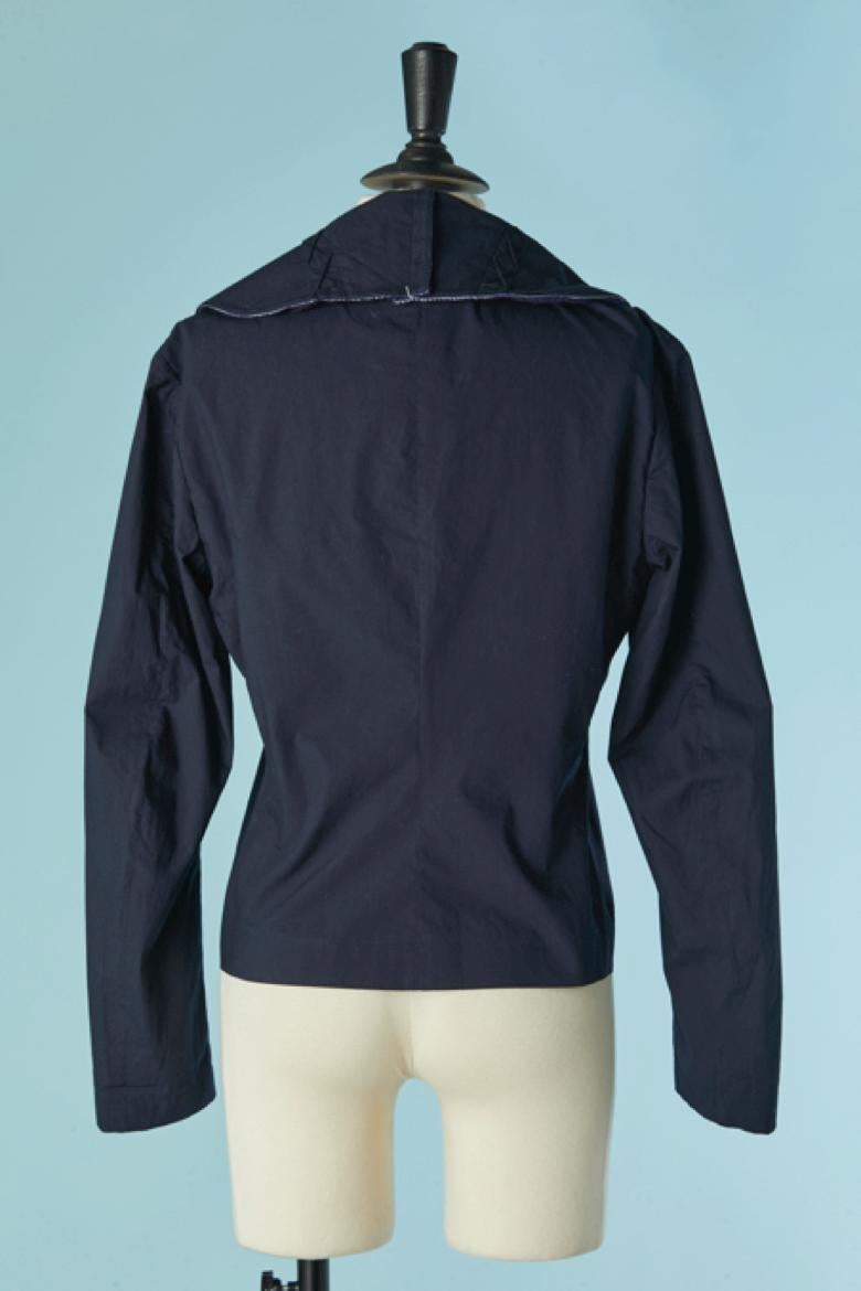 Veste en coton bleu marine à simple boutonnage ISSEY MIYAKE Pour femmes en vente