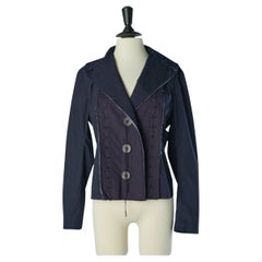 Giacca monopetto in cotone blu navy ISSEY MIYAKE