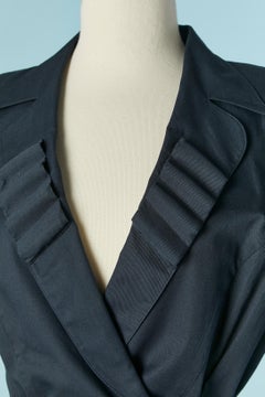 Navy blue cotton skirt suit with belt THIERRY MUGLER ACTIV