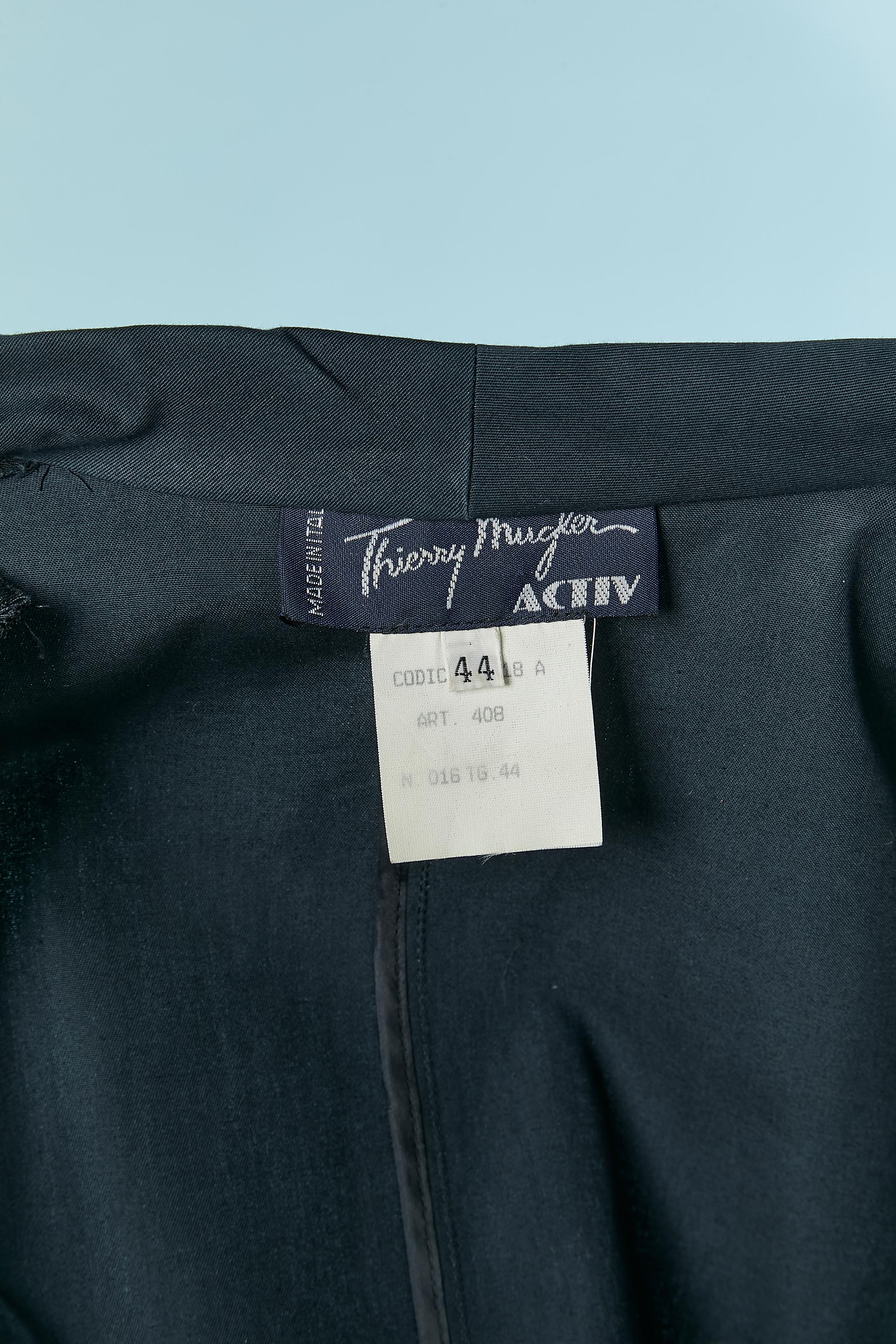 Navy blue cotton skirt suit with belt THIERRY MUGLER ACTIV For Sale 4