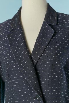 Combinaison jupe en coton bleu marine avec points blancs Jacques Fath pour Neiman Marcus