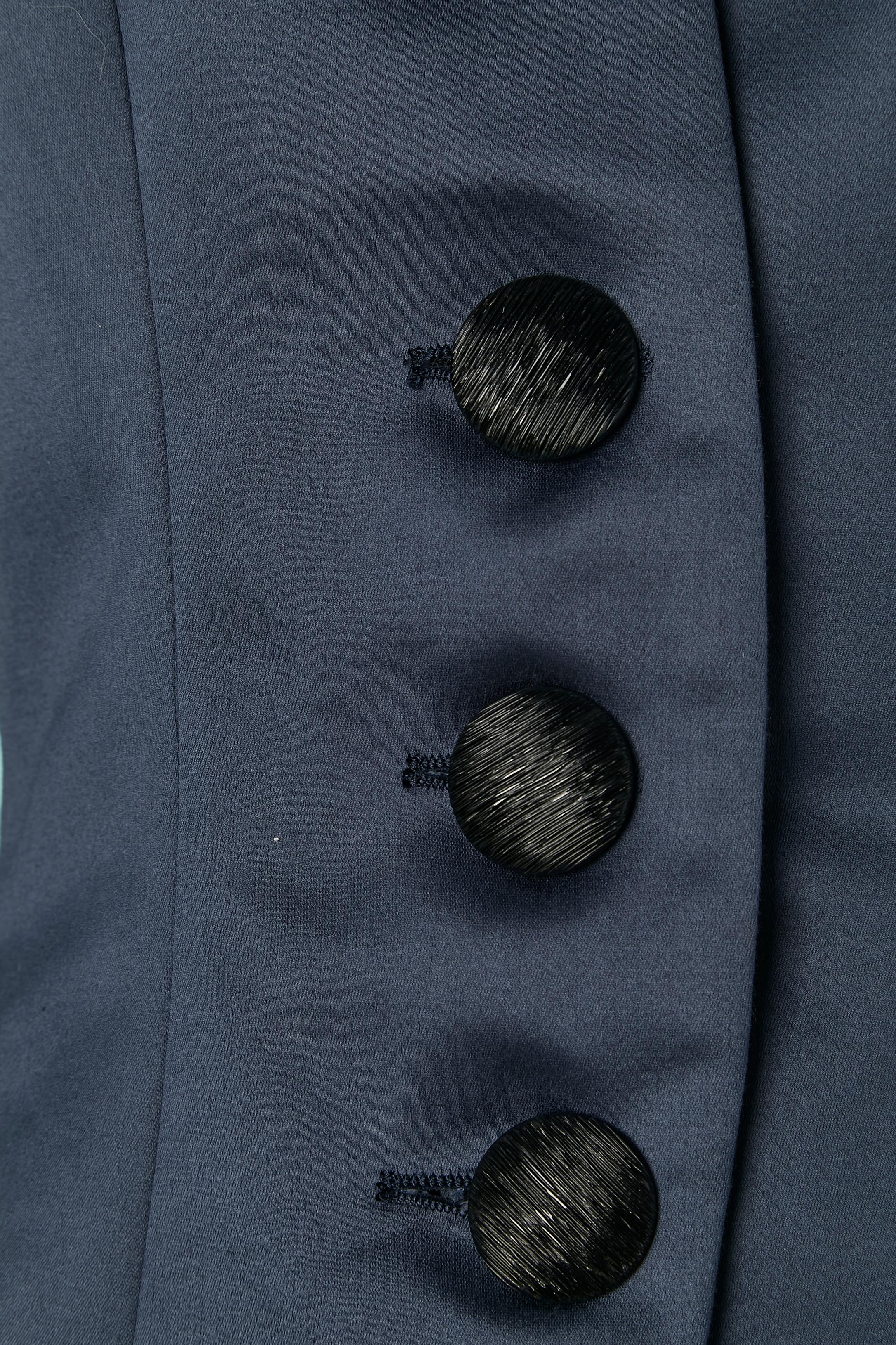Black Navy blue cotton skirt-suit Yves Saint Laurent Rive Gauche SS 1992 For Sale