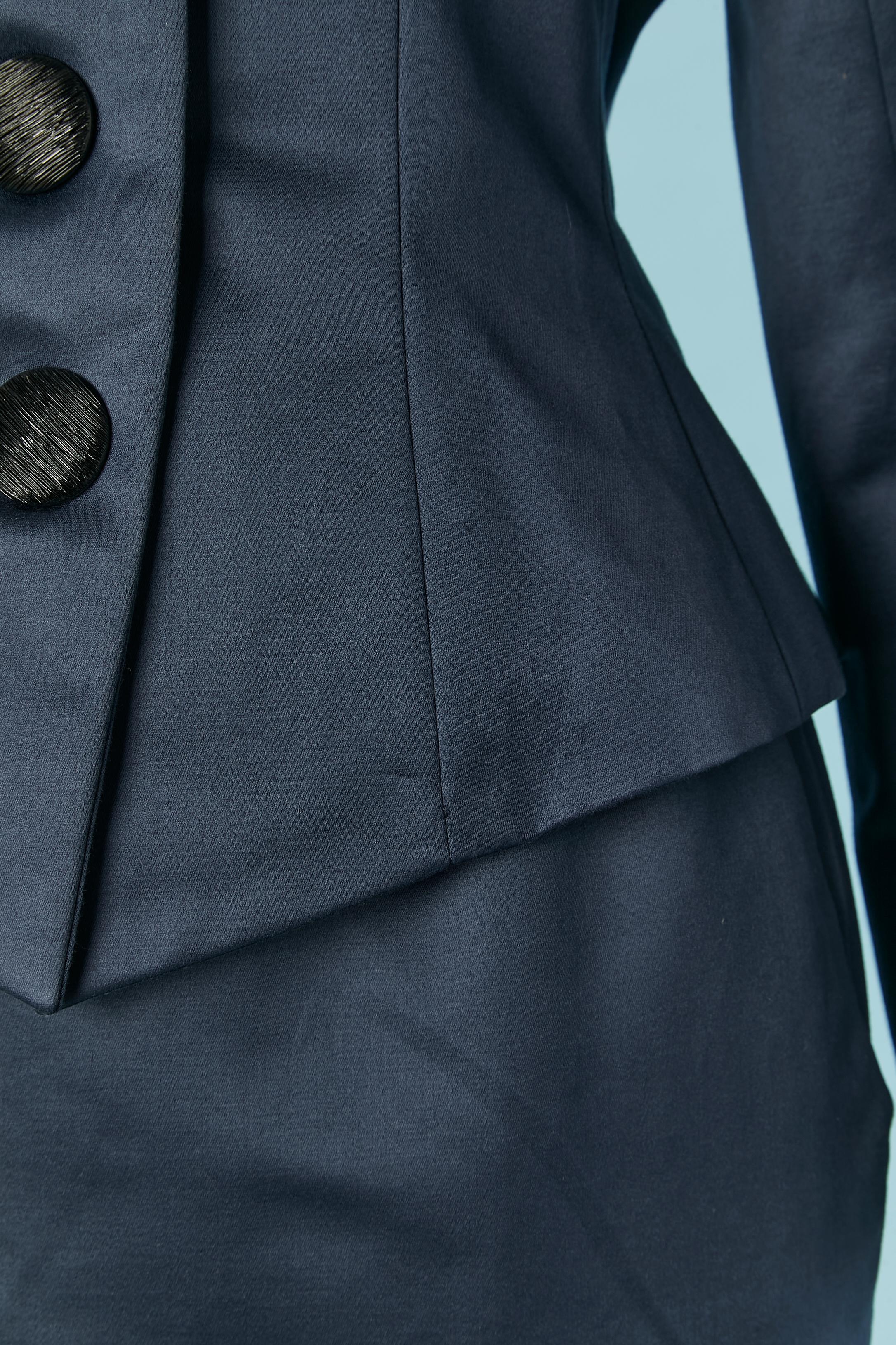 Navy blue cotton skirt-suit Yves Saint Laurent Rive Gauche SS 1992 In Excellent Condition For Sale In Saint-Ouen-Sur-Seine, FR