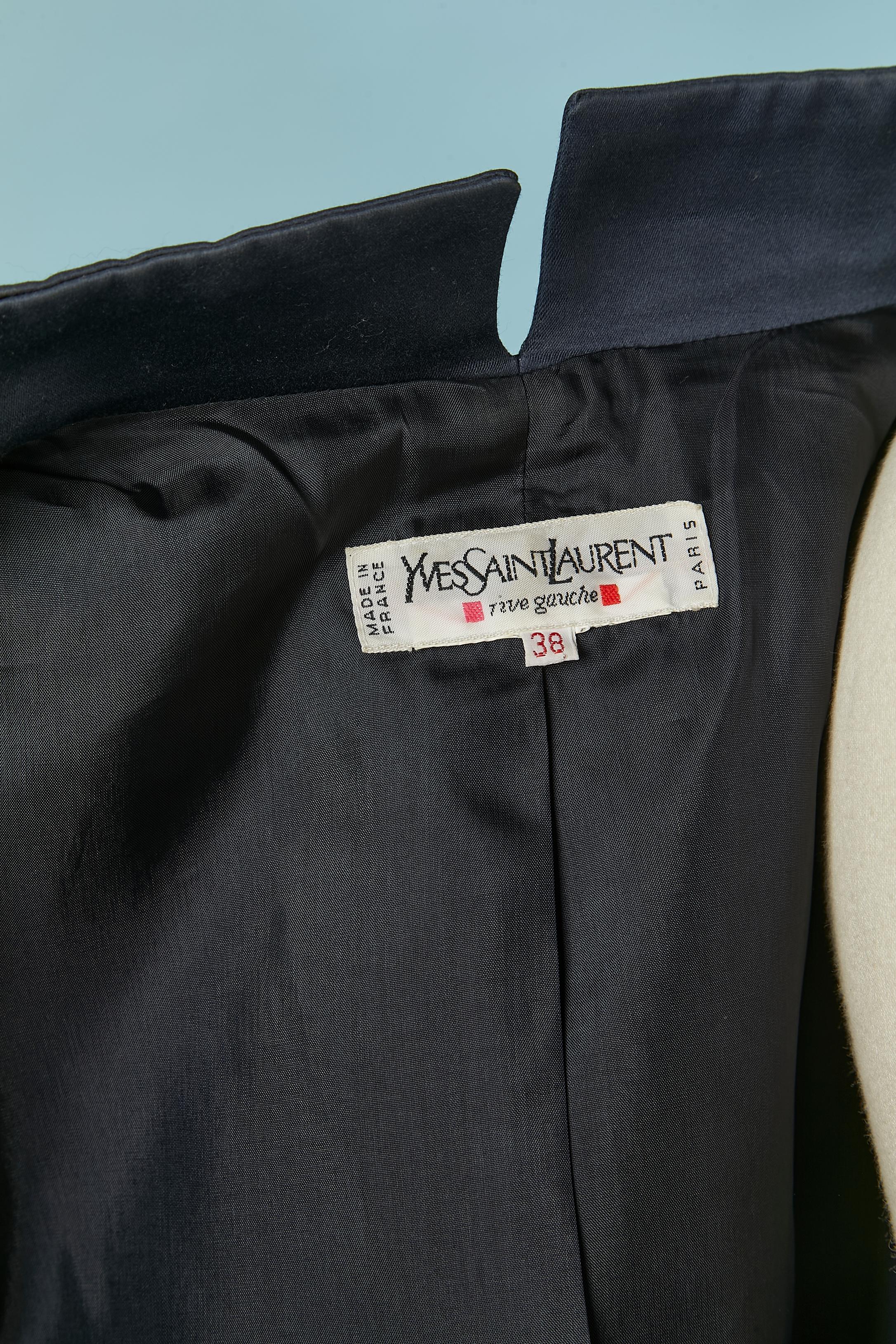 Navy blue cotton skirt-suit Yves Saint Laurent Rive Gauche SS 1992 For Sale 3