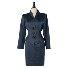 Combinaison jupe en coton bleu marine Yves Saint Laurent Rive Gauche SS 1992