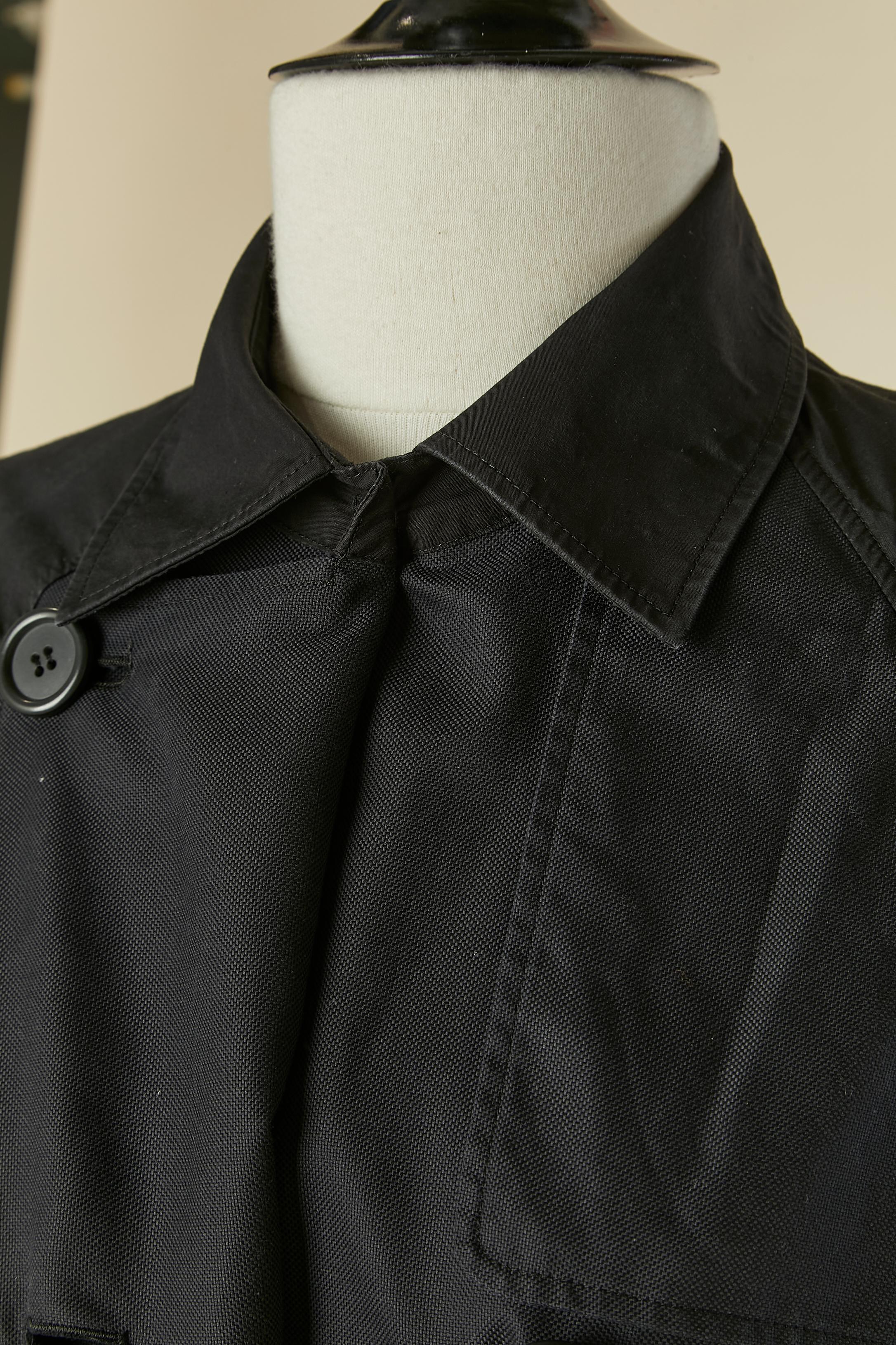 Nero Trench in cotone blu navy con maniche a camicia nere Maison Martin Margiela 1 in vendita