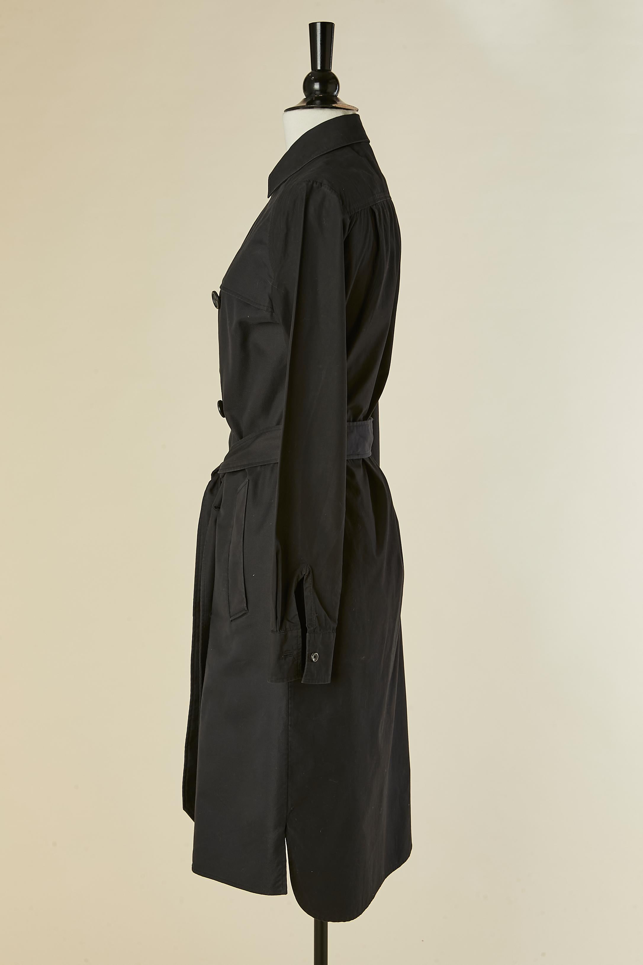 da uomo o donna Trench in cotone blu navy con maniche a camicia nere Maison Martin Margiela 1 in vendita