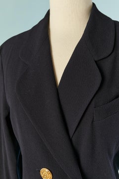 Navy blue crêpe cocktail dress CHANEL Boutique