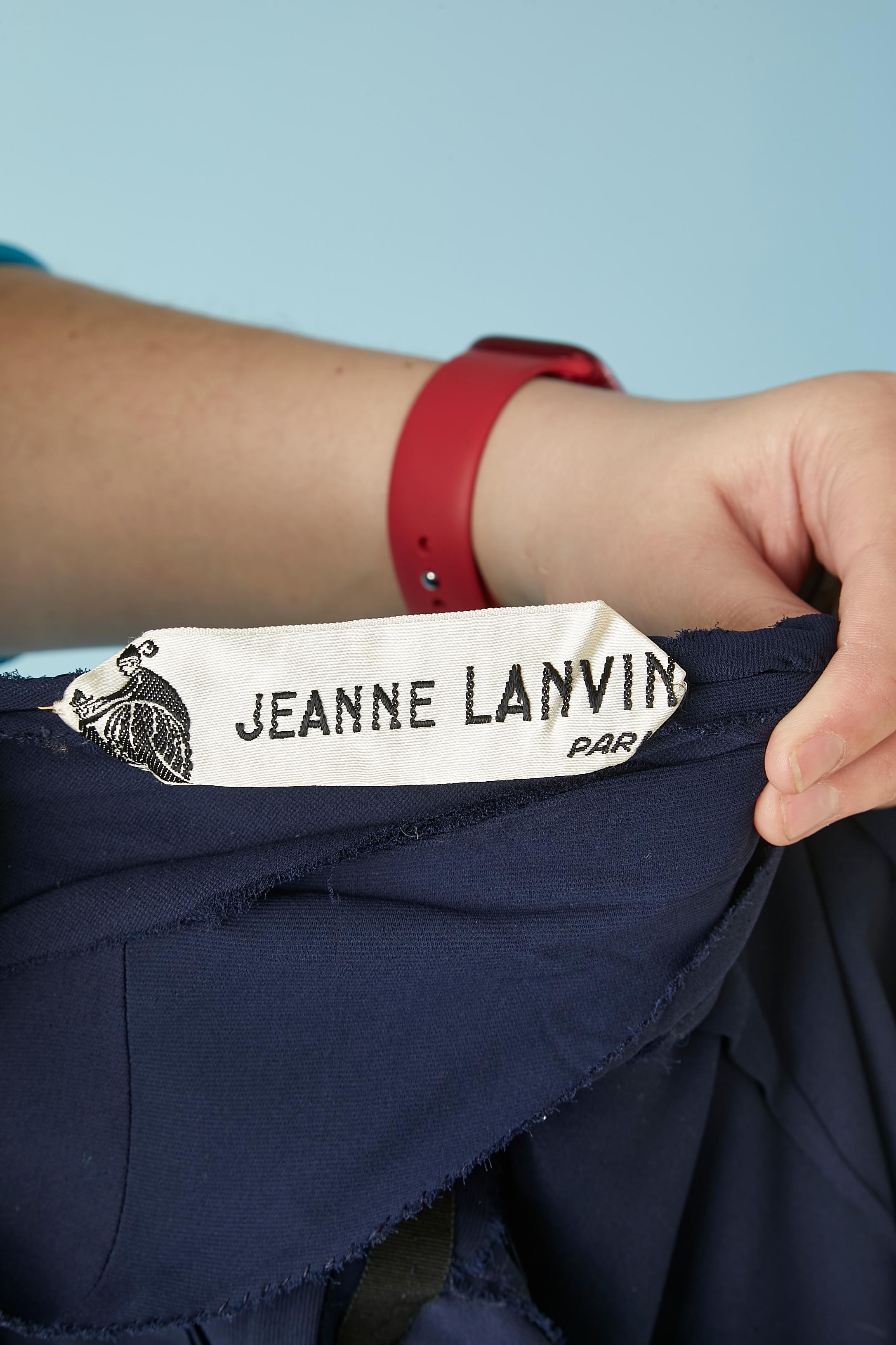 Abito da cocktail in crepe blu navy con pieghe sul busto Jeanne Lanvin Castillo in vendita 2