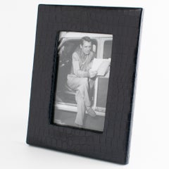 Navy Blue Crocodile-Embossed Leather Picture Frame by Talbots
