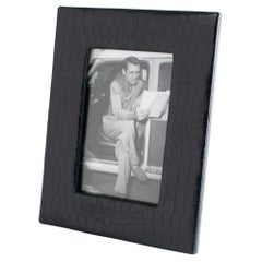 Navy Blue Crocodile-Embossed Leather Picture Frame by Talbots