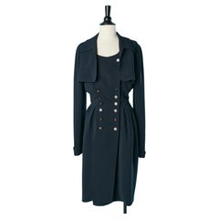 Navy blue double-breasted coat-dress Karl Lagerfeld for Chloé 