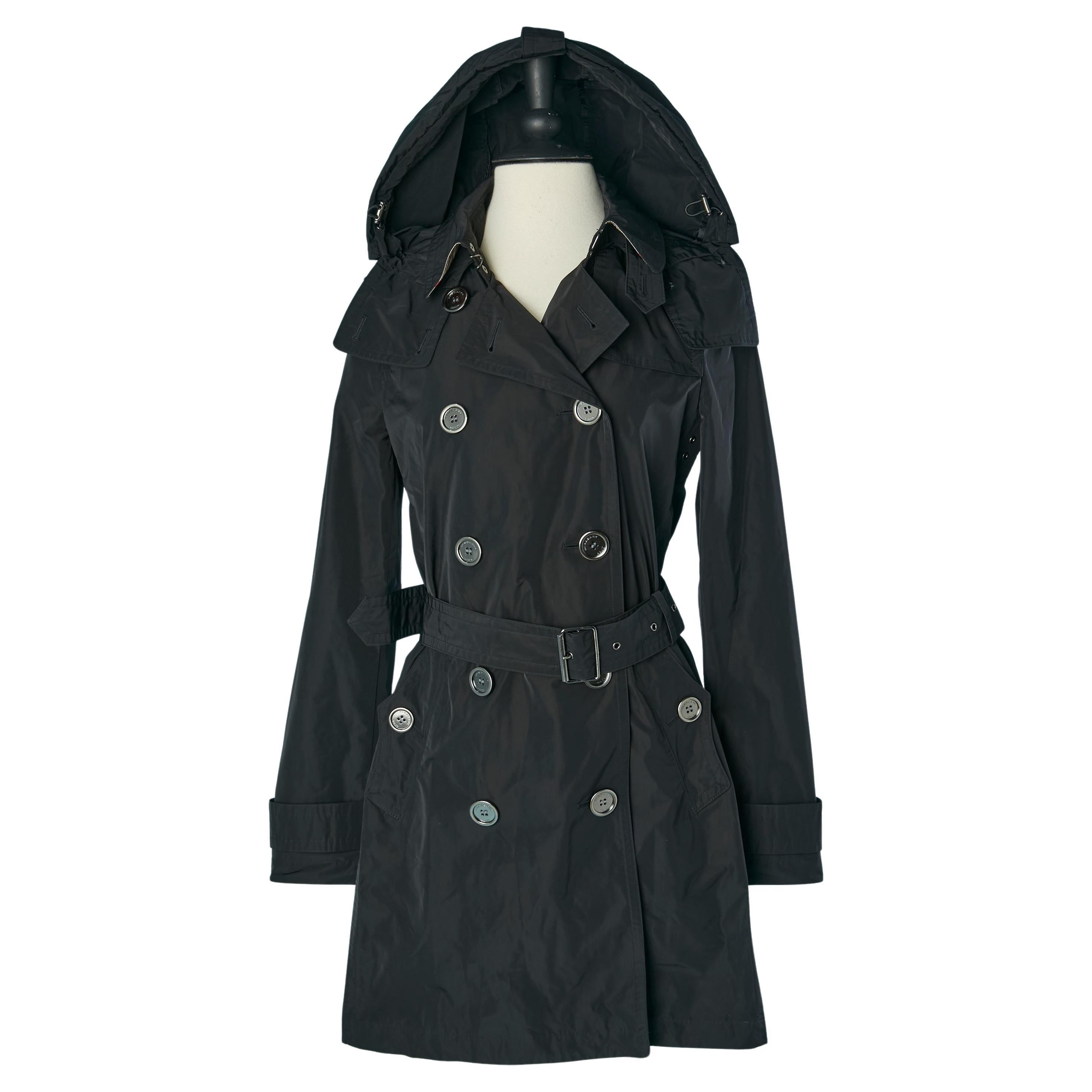 Trench-coat bleu marine à double boutonnage et capuche amovible BURBERRY BRIT Nouveauté