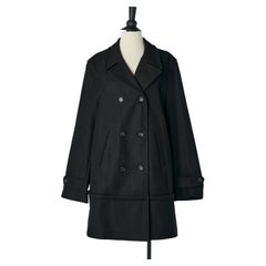 Navy blue double breasted wool pea coat Comme des Garçons Shirt 