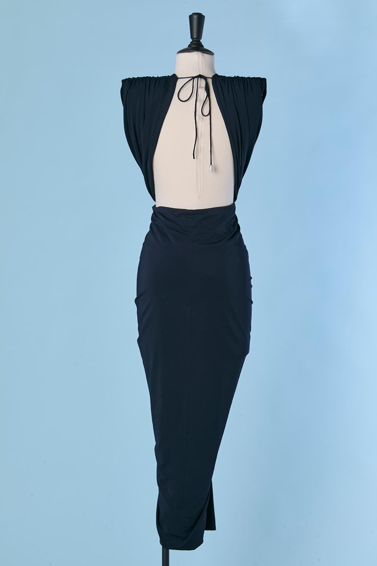 Navy blue draped jersey backless evening dress ALEXANDRE VAUTHIER For Sale at 1stDibs Navy blue draped jersey backless evening dress ALEXANDRE VAUTHIER For Sale at 1stDibs