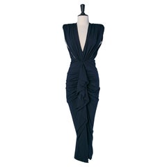 Marineblaues drapiertes rückenfreies Abendkleid aus Jersey ALEXANDRE VAUTHIER Marineblaues drapiertes rückenfreies Abendkleid aus Jersey ALEXANDRE VAUTHIER