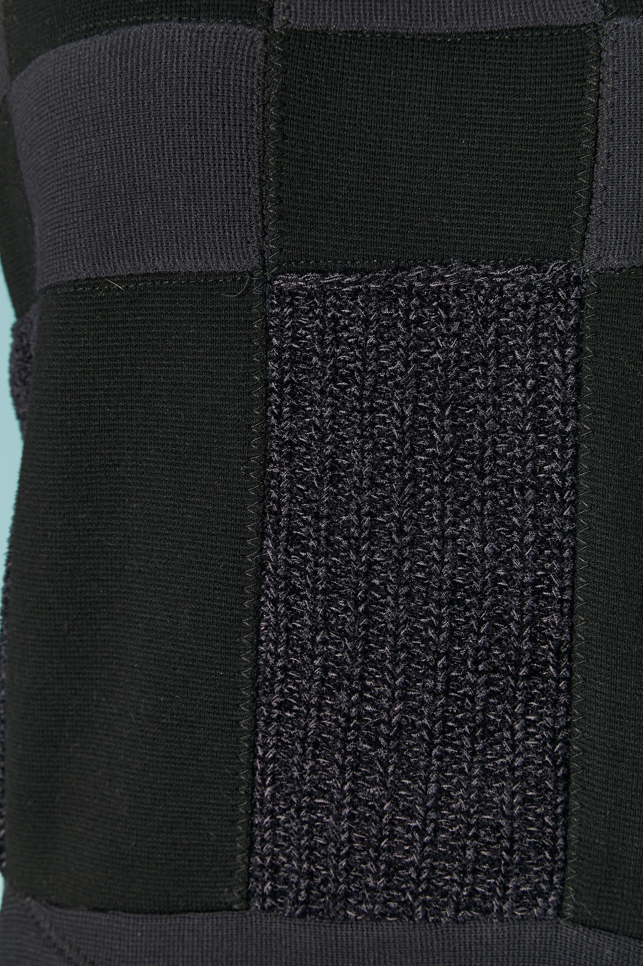 Black Navy  blue dress make of different knit patchwork KENZO For Sale