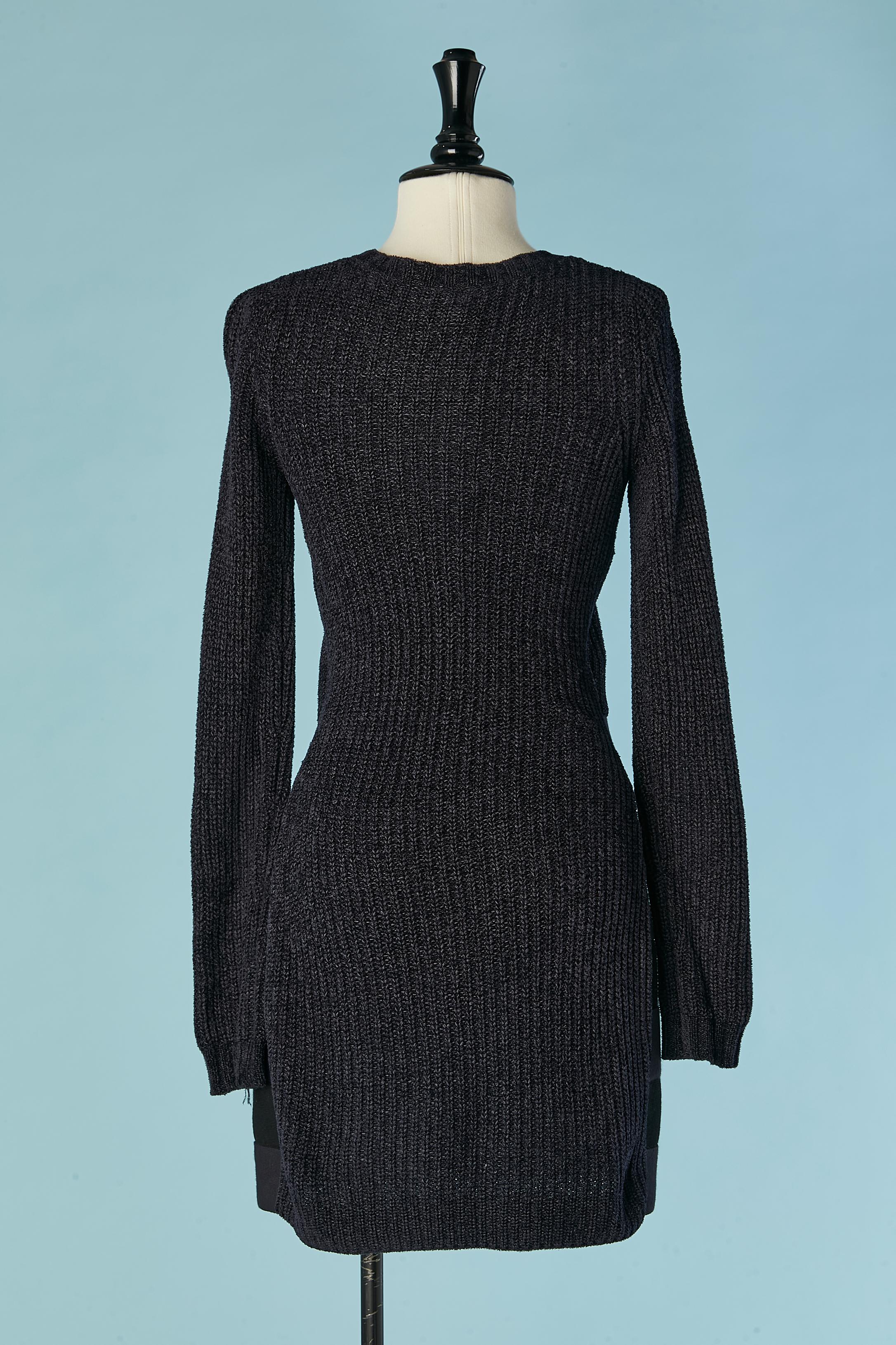 Women's Navy  blue dress make of different knit patchwork KENZO For Sale