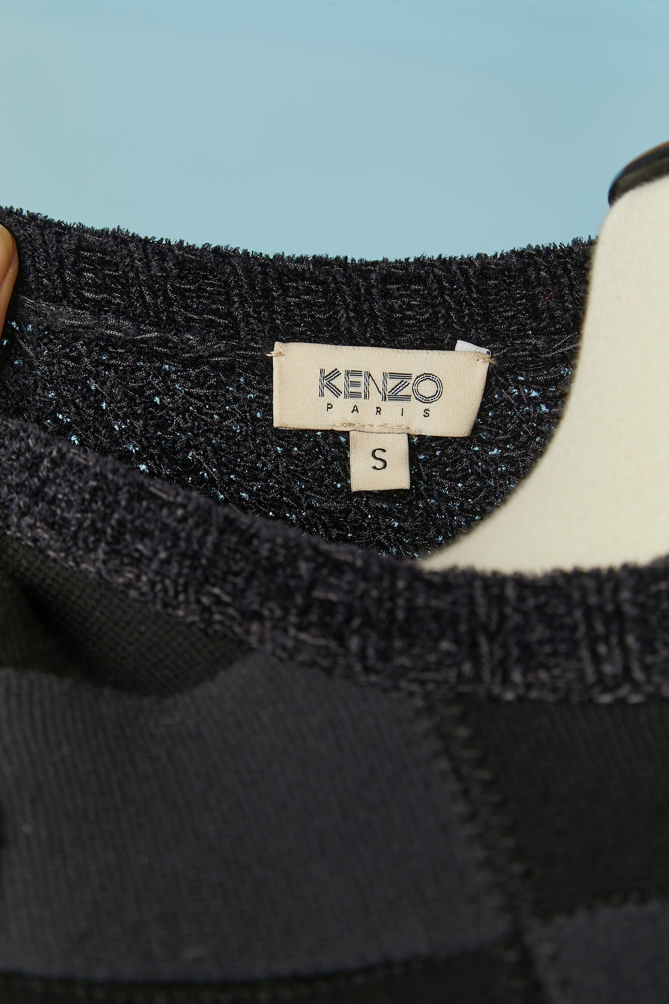 Navy  blue dress make of different knit patchwork KENZO For Sale 1