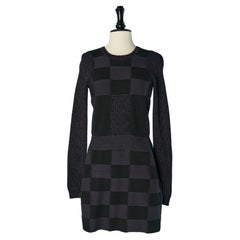 Marine  robe bleue faire de différents tricot patchwork KENZO