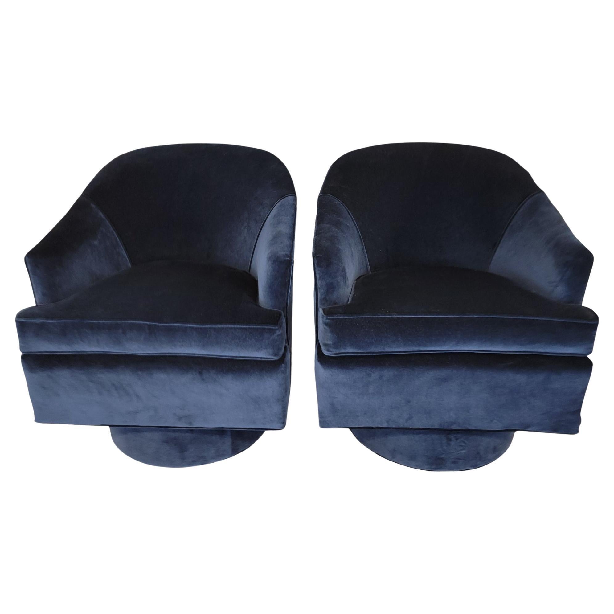 Navy Blue Drexel Swivel Chairs For Sale