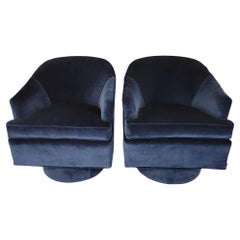 Navy Blue Drexel Swivel Chairs