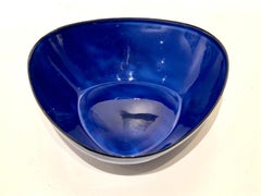 Navy Blue Enamel Metal Danish Modern Petite Bowl by Arne Erker Kockum Sweden