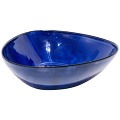 Navy Blue Enamel Metal Danish Modern Petite Bowl by Arne Erker Kockum Sweden