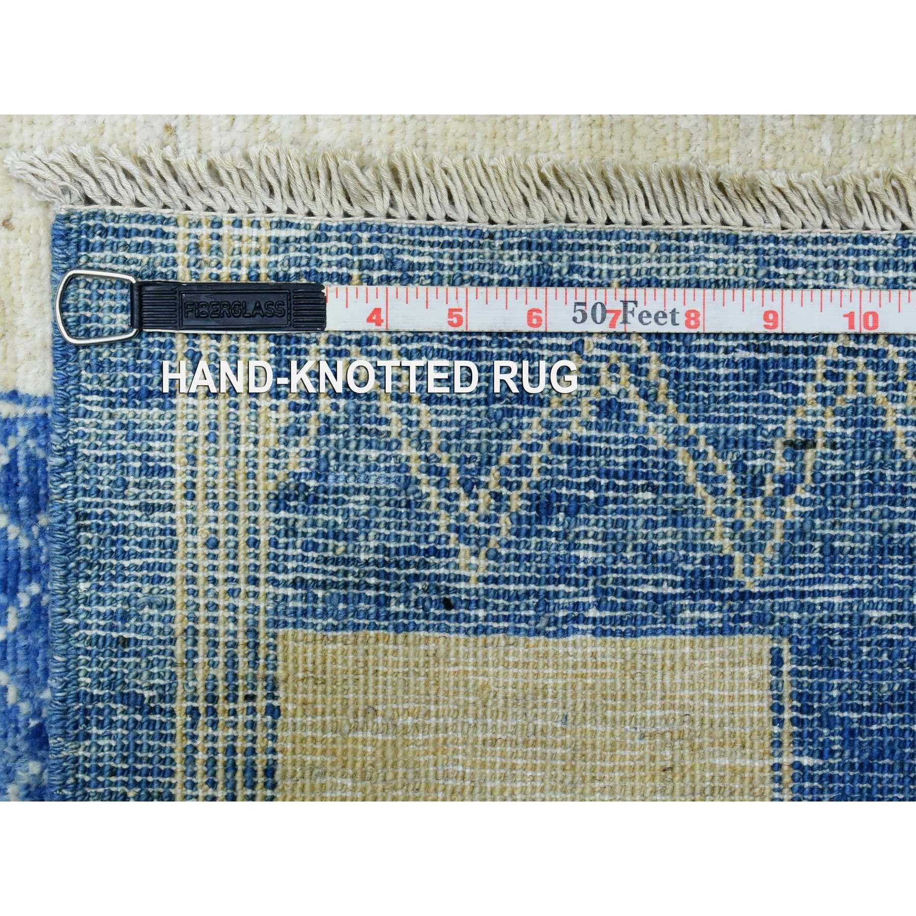 Tapis Peshawar à tissage dense en laine douce nouée à la main bleu marine 10'1